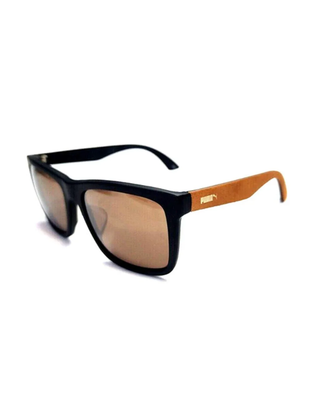 Puma PU0040SA 001 Suede Leather Black Brown Sunglasses 56-18 140 New Pouch Cloth